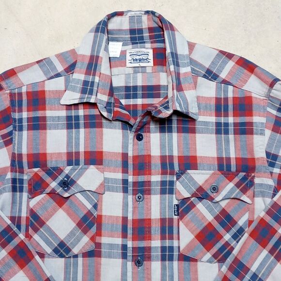 Vintage Levi's Size Large Plaid Long Sleeve Made in USA Western Button Shirt - Picture 2 of 8